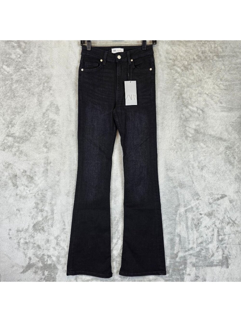 Zara Bootcut Jeans Womens 4 Blue Dark Wash High Rise Slim Stretch Denim